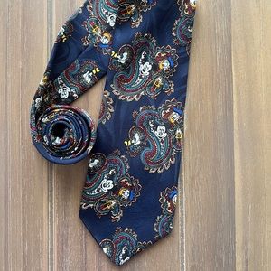 Vintage Disney Blue Paisley Neck Tie Featuring Mickey, Pluto, Goofy, and Donald